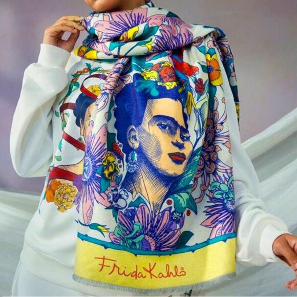 XMAS SALE Iconic Frida Kahlo Large Scarf Shawl - Picture 1 of 8